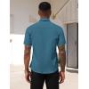 imageCOOFANDY Mens Dress Shirts Short Sleeve Business Casual Regular Fit Button Down Shirts with PocketTeal