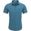 imageCOOFANDY Mens Dress Shirts Short Sleeve Business Casual Regular Fit Button Down Shirts with PocketTeal