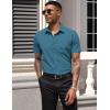 imageCOOFANDY Mens Dress Shirts Short Sleeve Business Casual Regular Fit Button Down Shirts with PocketTeal