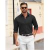 imageCOOFANDY Mens Dress Shirts Untucked Long Sleeve Button Down Denim Shirt Stretch Business Casual Shirts for MenBlack