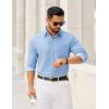 imageCOOFANDY Mens Dress Shirts Untucked Long Sleeve Button Down Denim Shirt Stretch Business Casual Shirts for MenBlue