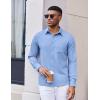 imageCOOFANDY Mens Dress Shirts Untucked Long Sleeve Button Down Denim Shirt Stretch Business Casual Shirts for MenBlue