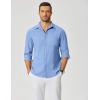 imageCOOFANDY Mens Dress Shirts Untucked Long Sleeve Button Down Denim Shirt Stretch Business Casual Shirts for MenBlue