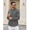 imageCOOFANDY Mens Dress Shirts Untucked Long Sleeve Button Down Denim Shirt Stretch Business Casual Shirts for MenDark Grey