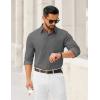 imageCOOFANDY Mens Dress Shirts Untucked Long Sleeve Button Down Denim Shirt Stretch Business Casual Shirts for MenDark Grey