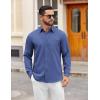 imageCOOFANDY Mens Dress Shirts Untucked Long Sleeve Button Down Denim Shirt Stretch Business Casual Shirts for MenDeep Blue