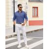 imageCOOFANDY Mens Dress Shirts Untucked Long Sleeve Button Down Denim Shirt Stretch Business Casual Shirts for MenDeep Blue