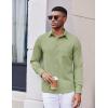 imageCOOFANDY Mens Dress Shirts Untucked Long Sleeve Button Down Denim Shirt Stretch Business Casual Shirts for MenLight Green