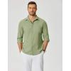 imageCOOFANDY Mens Dress Shirts Untucked Long Sleeve Button Down Denim Shirt Stretch Business Casual Shirts for MenLight Green