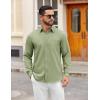 imageCOOFANDY Mens Dress Shirts Untucked Long Sleeve Button Down Denim Shirt Stretch Business Casual Shirts for MenLight Green
