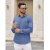 imageCOOFANDY Mens Dress Shirts Untucked Long Sleeve Button Down Denim Shirt Stretch Business Casual Shirts for MenNavy Blue