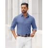 imageCOOFANDY Mens Dress Shirts Untucked Long Sleeve Button Down Denim Shirt Stretch Business Casual Shirts for MenNavy Blue