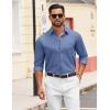 imageCOOFANDY Mens Dress Shirts Untucked Long Sleeve Button Down Denim Shirt Stretch Business Casual Shirts for MenNavy Blue