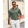 imageCOOFANDY Mens Dress Shirts Untucked Long Sleeve Button Down Denim Shirt Stretch Business Casual Shirts for MenOlive Green
