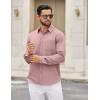 imageCOOFANDY Mens Dress Shirts Untucked Long Sleeve Button Down Denim Shirt Stretch Business Casual Shirts for MenPink