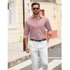 imageCOOFANDY Mens Dress Shirts Untucked Long Sleeve Button Down Denim Shirt Stretch Business Casual Shirts for MenPink