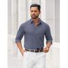 imageCOOFANDY Mens Dress Shirts Untucked Long Sleeve Button Down Denim Shirt Stretch Business Casual Shirts for MenStone Blue