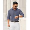 imageCOOFANDY Mens Dress Shirts Untucked Long Sleeve Button Down Denim Shirt Stretch Business Casual Shirts for MenStone Blue