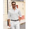 imageCOOFANDY Mens Dress Shirts Untucked Long Sleeve Button Down Denim Shirt Stretch Business Casual Shirts for MenWhite
