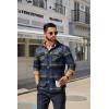 imageCOOFANDY Mens Fall Plaid Button Down Shirt Long Sleeve Casual Cowboy Work Shirts Lightweight Flannel Shirts Two PocketA Plaidgreen Blue Plaid