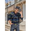 imageCOOFANDY Mens Fall Plaid Button Down Shirt Long Sleeve Casual Cowboy Work Shirts Lightweight Flannel Shirts Two PocketA Plaidgreen Blue Plaid