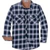 imageCOOFANDY Mens Fall Plaid Button Down Shirt Long Sleeve Casual Cowboy Work Shirts Lightweight Flannel Shirts Two PocketPlaidblack  Navy
