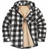 imageCOOFANDY Mens Flannel Fleece Jacket Sherpa Lined Shirt Jacket Plaid Zip Up Hoodie Soft Warm Coat with HoodBblack Plaid