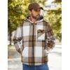 imageCOOFANDY Mens Flannel Fleece Jacket Sherpa Lined Shirt Jacket Plaid Zip Up Hoodie Soft Warm Coat with HoodCkhaki Block