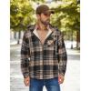 imageCOOFANDY Mens Flannel Fleece Jacket Sherpa Lined Shirt Jacket Plaid Zip Up Hoodie Soft Warm Coat with HoodDkhaki Line