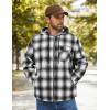 imageCOOFANDY Mens Flannel Fleece Jacket Sherpa Lined Shirt Jacket Plaid Zip Up Hoodie Soft Warm Coat with HoodGblack White Line