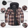 imageCOOFANDY Mens Flannel Shirt Jacket Cotton Quilted Lined Plaid Shirt Long Sleeve Button Down Hoodie JacketsOrange Navy Plaid