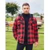 imageCOOFANDY Mens Flannel Shirt Jacket Warm Quilted Lined Hooded Long Sleeve Plaid Shirt JacketsBlack  Red Plaid