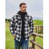 imageCOOFANDY Mens Flannel Shirt Jacket Warm Quilted Lined Hooded Long Sleeve Plaid Shirt JacketsBlack  White Plaid