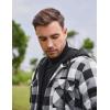 imageCOOFANDY Mens Flannel Shirt Jacket Warm Quilted Lined Hooded Long Sleeve Plaid Shirt JacketsBlack  White Plaid