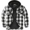 imageCOOFANDY Mens Flannel Shirt Jacket Warm Quilted Lined Hooded Long Sleeve Plaid Shirt JacketsBlack  White Plaid