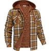 imageCOOFANDY Mens Flannel Shirt Jacket Warm Quilted Lined Hooded Long Sleeve Plaid Shirt JacketsLight Brown Plaid