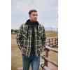imageCOOFANDY Mens Flannel Shirt Jacket Warm Quilted Lined Hooded Long Sleeve Plaid Shirt JacketsNavy  Army Green Plaid