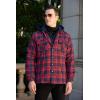 imageCOOFANDY Mens Flannel Shirt Jacket Warm Quilted Lined Hooded Long Sleeve Plaid Shirt JacketsNavy  Red Plaid