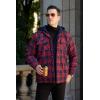 imageCOOFANDY Mens Flannel Shirt Jacket Warm Quilted Lined Hooded Long Sleeve Plaid Shirt JacketsNavy  Red Plaid