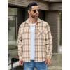 imageCOOFANDY Mens Flannel Shirts Long Sleeve Lightweight Plaid Shirt Casual Button Down Shirts JacketLight Brown