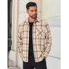 imageCOOFANDY Mens Flannel Shirts Long Sleeve Lightweight Plaid Shirt Casual Button Down Shirts JacketLight Brown