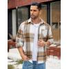 imageCOOFANDY Mens Flannel Shirts Long Sleeve Lightweight Plaid Shirt Casual Button Down Shirts JacketLight Khaki