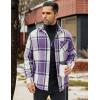 imageCOOFANDY Mens Flannel Shirts Long Sleeve Lightweight Plaid Shirt Casual Button Down Shirts JacketPurple