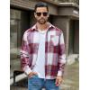 imageCOOFANDY Mens Flannel Shirts Long Sleeve Lightweight Plaid Shirt Casual Button Down Shirts JacketRed White