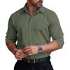 imageCOOFANDY Mens Formal Dress Shirt Hidden Button Front Wrinkle Free Shirt Regular Fit Stretch Business Casual ShirtsOlive Green
