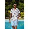 imageCOOFANDY Mens Hawaiian 2 Piece Outfits Summer Beach Matching Set Short Sleeve Floral Shirts and ShortsIsland Light Blue