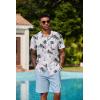 imageCOOFANDY Mens Hawaiian 2 Piece Outfits Summer Beach Matching Set Short Sleeve Floral Shirts and ShortsIsland Light Blue