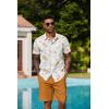 imageCOOFANDY Mens Hawaiian 2 Piece Outfits Summer Beach Matching Set Short Sleeve Floral Shirts and ShortsIsland Sailboat Orange
