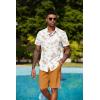 imageCOOFANDY Mens Hawaiian 2 Piece Outfits Summer Beach Matching Set Short Sleeve Floral Shirts and ShortsIsland Sailboat Orange