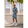 imageCOOFANDY Mens Hawaiian 2 Piece Outfits Summer Beach Matching Set Short Sleeve Floral Shirts and ShortsLeaf Green